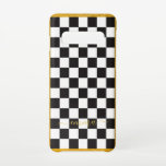 Custom Cute Gold Porlien Courtly Check Black Cell Samsung Galaxy Case<br><div class="desc">Classy and Sassy Personalized Cute Chequered Pattern with Gold accents. Boasting undeniable chic style this unique, customizable phone case has a Black and White pattern with Gold elements personalized text. It's a perfect and very stylish cell phone accessory. That's also lovely present for your best friend, mom, dad, grandma, husband,...</div>