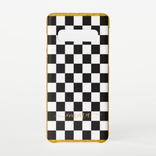 Custom Cute Gold Porlien Courtly Check Black Cell Samsung Galaxy Case