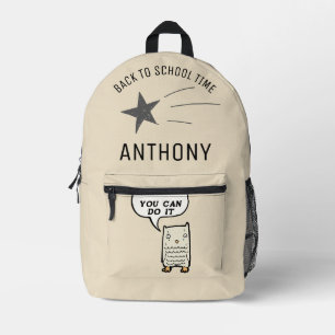 Custom cute hand drawn Owl funny cartoon for kids  Printed Backpack