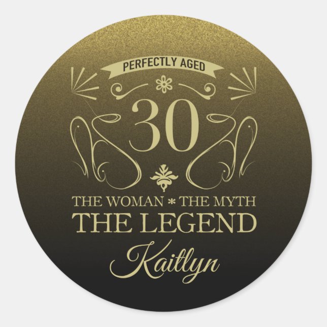 Custom Cute Happy 30th Birthday Classic Round Sticker (Front)