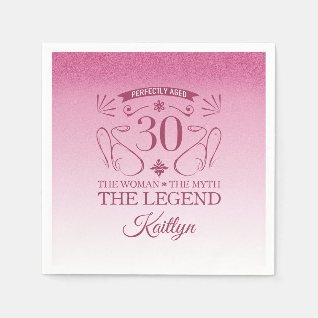 Custom Cute Happy 30th Birthday Napkin (Front)