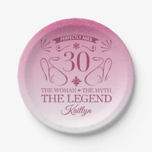 Custom Cute Happy 30th Birthday Paper Plate