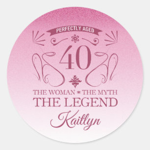 Custom Cute Happy 40th Birthday Classic Round Sticker