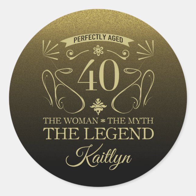 Custom Cute Happy 40th Birthday Classic Round Sticker (Front)