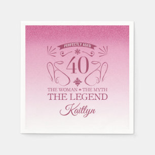 Custom Cute Happy 40th Birthday Napkin
