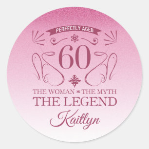 Custom Cute Happy 60th Birthday Classic Round Sticker