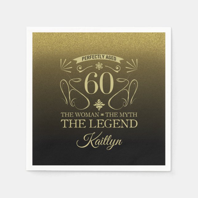 Custom Cute Happy 60th Birthday Napkin (Front)