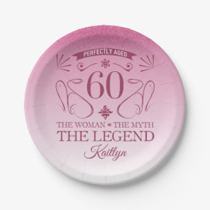 Custom Cute Happy 60th Birthday Paper Plate