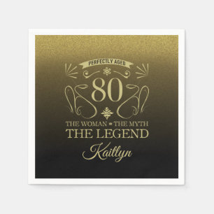 Custom Cute Happy 80th Birthday Napkin
