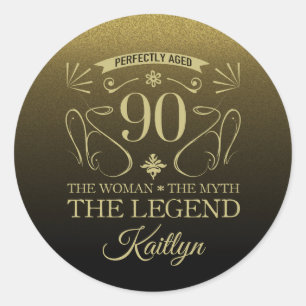 Custom Cute Happy 90th Birthday Classic Round Sticker