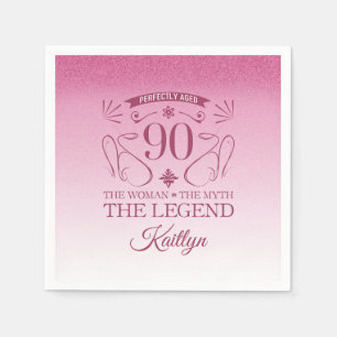 Custom Cute Happy 90th Birthday Napkin