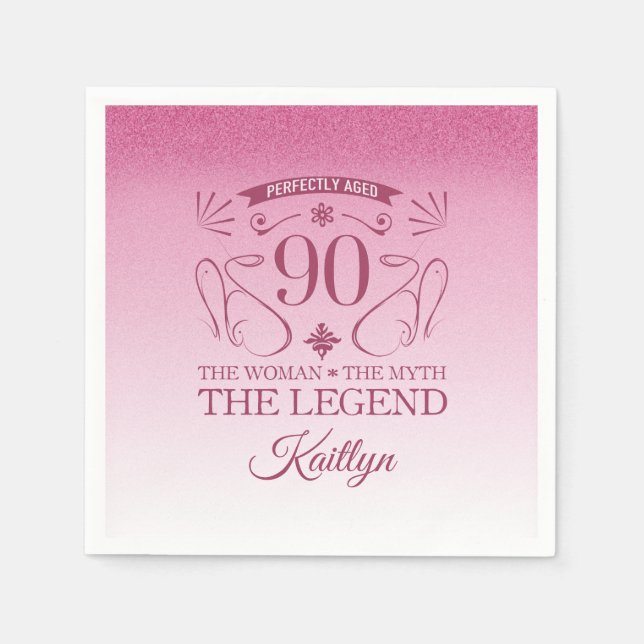 Custom Cute Happy 90th Birthday Napkin (Front)