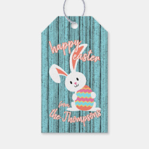 Custom Cute Happy Easter Bunny with Coloured Egg Gift Tags