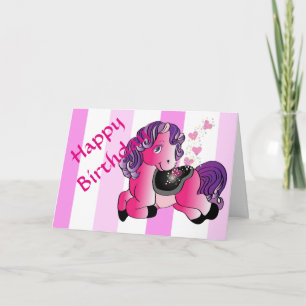 Custom Cute happy little cartoon pony Card