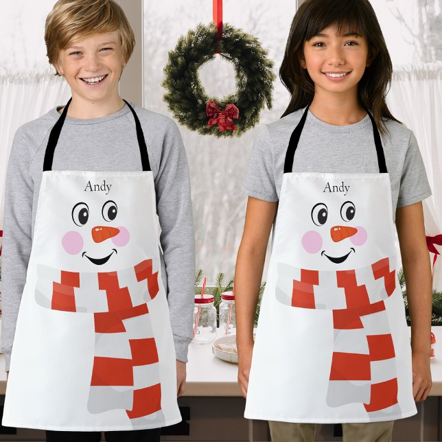Custom  Cute  Happy Smiling Snowman face Apron (Creator Uploaded)