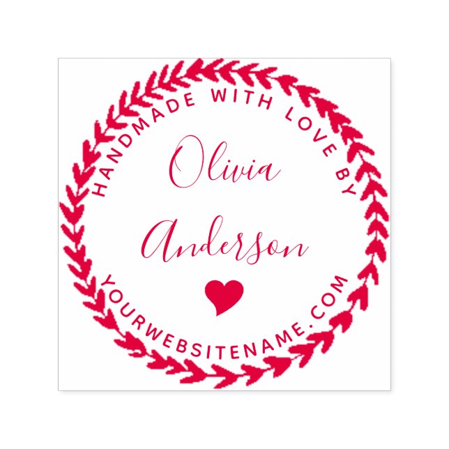 Custom Cute Heart  Round Handmade With Love By Self-inking Stamp (Design)