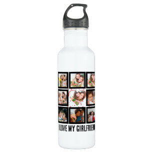 Custom Cute I love my girlfriend 9 Photo collage 710 Ml Water Bottle