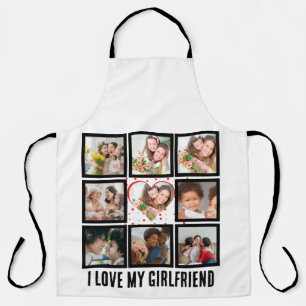 Custom Cute I love my girlfriend 9 Photo collage Apron