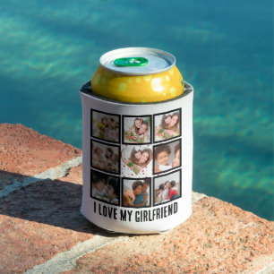 Custom Cute I love my girlfriend 9 Photo collage Can Cooler