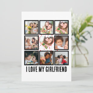 Custom Cute I love my girlfriend 9 Photo collage Holiday Card