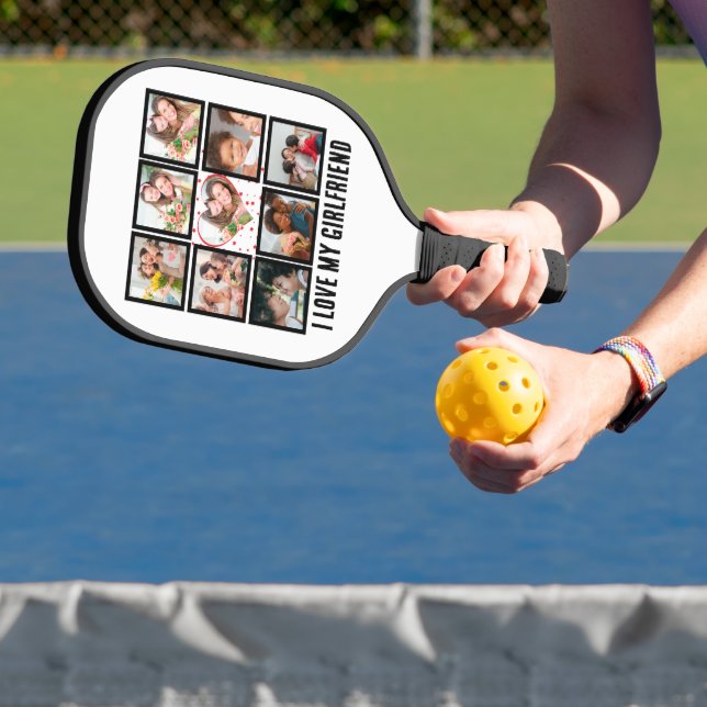 Custom Cute I love my girlfriend 9 Photo collage Pickleball Paddle (Insitu)