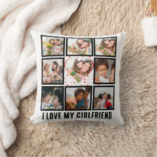 Custom Cute I love my girlfriend 9 Photo collage Throw Pillow