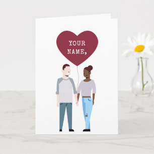 Custom Cute Illustration Couple Valentine's Card