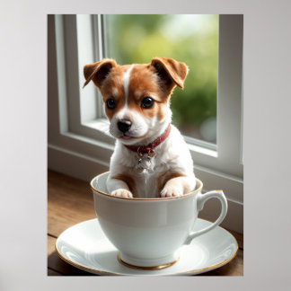 Custom Cute Jack Russell Puppy in Teacup Wall Art