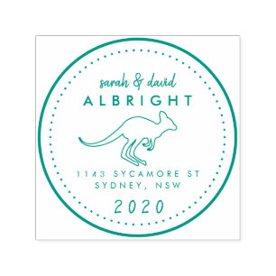 Custom Cute Kangaroo Line Drawing Return Address Self-inking Stamp