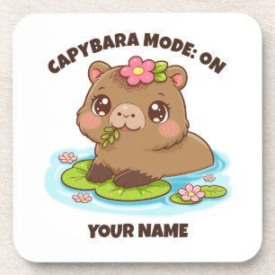 Custom Cute Kawaii Capybara Mode Coaster