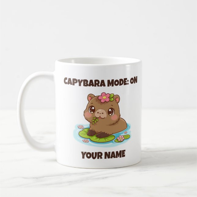 Custom Cute Kawaii Capybara Mode Coffee Mug (Gauche)