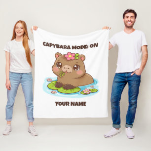 Custom Cute Kawaii Capybara Mode Fleece Blanket