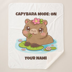 Custom Cute Kawaii Capybara Mode Sherpa Blanket