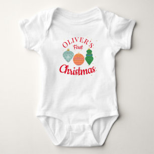 Custom Cute Kawaii Ornament Baby First Christmas  Bodysuit