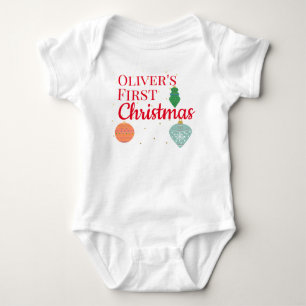 Custom Cute Kawaii Ornament Baby First Christmas   Bodysuit