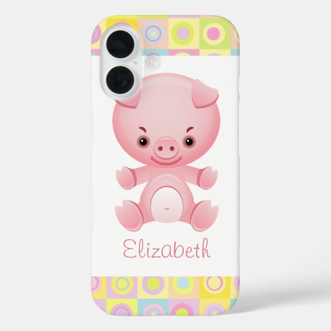 Custom Cute Kawaii Pink Pig Case-Mate iPhone Case (Back)