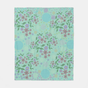 Custom Cute Kidcore Confetti Floral & Vine Pattern Fleece Blanket