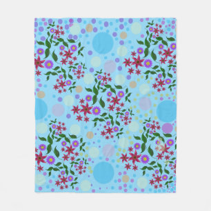 Custom Cute Kidcore Confetti Floral & Vine Pattern Fleece Blanket