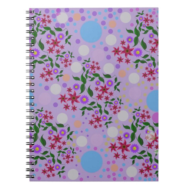 Custom Cute Kidcore Confetti Floral & Vine Pattern Notebook (Front)