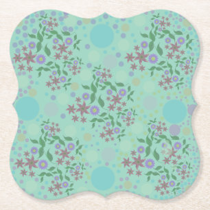 Custom Cute Kidcore Confetti Floral & Vine Pattern Paper Coaster