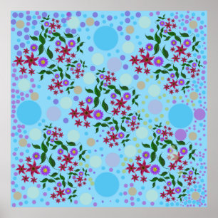 Custom Cute Kidcore Confetti Floral & Vine Pattern Poster