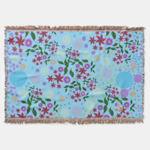 Custom Cute Kidcore Confetti Floral & Vine Pattern Throw Blanket