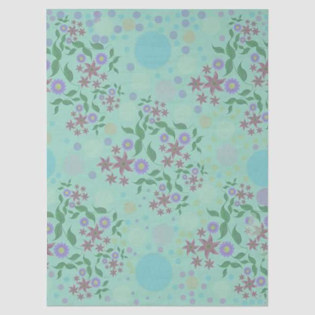 Custom Cute Kidcore Confetti Floral & Vine Pattern Tissue Paper (Front)