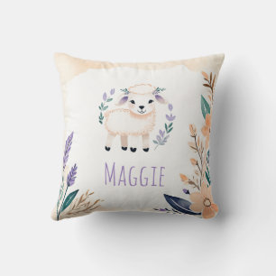 Custom Cute Lamb Pillow Boho Floral Design -