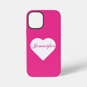 Custom cute love pink white minimalist calligraphy iPhone 12 mini case