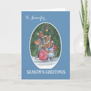 Custom Cute Mice Carol Singers Christmas Card