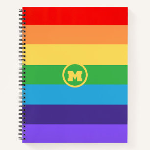 Custom Cute Modern Monogram Rainbow pride lgbt Notebook