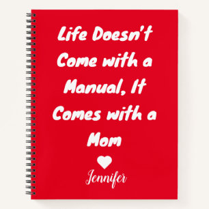 Custom Cute Modern red white top mom gifts  Notebook