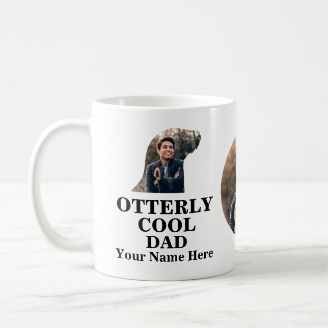 Custom cute otter shape photo Otterly cool dad Coffee Mug (Left)