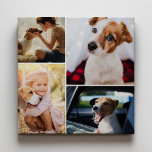 Custom Cute Pet Dog Cat Family Photo Collage Canvas Print<br><div class="desc">Make your own keepsake canvas print with this cute pet or family photo collage wall art. Customize with 4 favourite pictures of your loved ones whether they be dog,  cat,  or or the human kind :)</div>